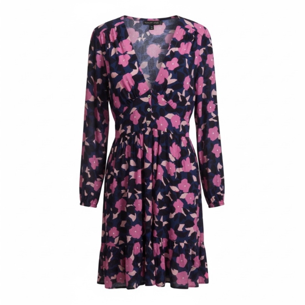 Mister Zimi Navy and Pink and Floral Long Sleeve Dress size 14